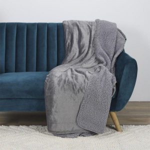 Grosses soldes 🛒 Paris Prix Plaid Déco Flanelle Sherpa 140x200cm Gris 🥰 9