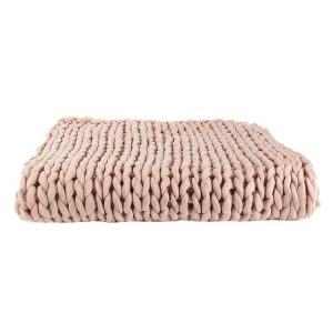 Meilleure vente 👏 The Home Deco Factory Plaid Grosse Maille Chunky – L. 150 X L. 120 Cm – Rose 🎁 7