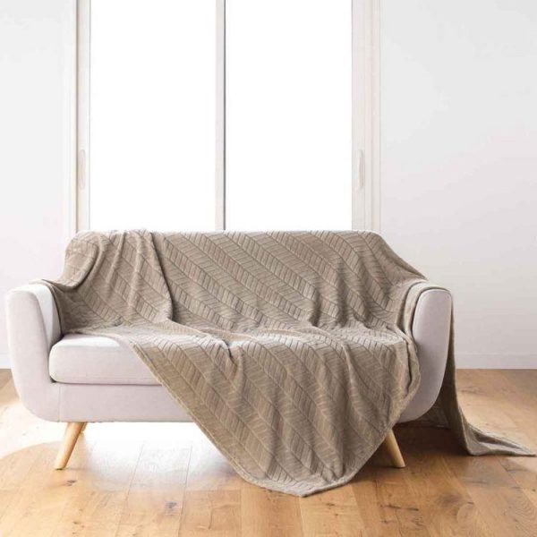 Budget 🧨 Paris Prix Plaid Flanelle Uni Arya 180x220cm Taupe 🎁 1