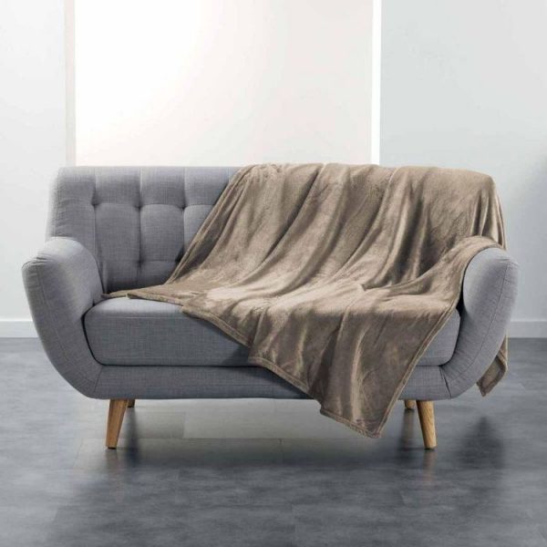 De gros 🎉 Paris Prix Plaid Uni En Flanelle Flanou 180x220cm Taupe 🔥 1