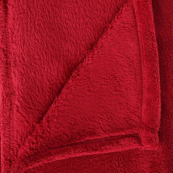 Promo 🛒 Plaid Microfibre 130x180cm Rouge ✨ 4