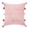 Remise 🎁 ATMOSPHERA Coussin Brodé 10 Pompons Rose 🔥 11