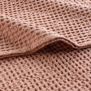 Remise 😉 Paris Prix Plaid Nid D’Abeille Uni Gaufrette 125x150cm Rose ⌛ 7