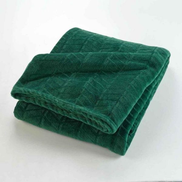 Promo ⌛ Paris Prix Plaid Flanelle Uni Arya 180x220cm Vert 🎉 3