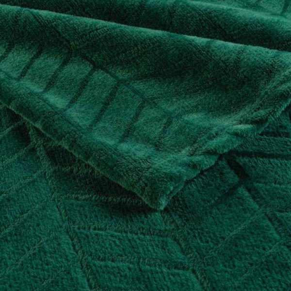 Promo ⌛ Paris Prix Plaid Flanelle Uni Arya 180x220cm Vert 🎉 4