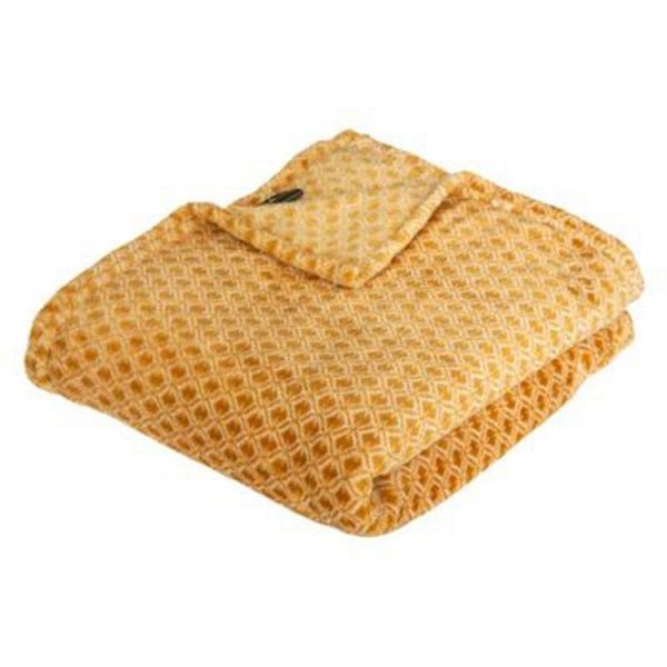 Budget 🛒 Plaid Flanelle Imprimé Otto 125x150cm Jaune Ocre 🧨 1