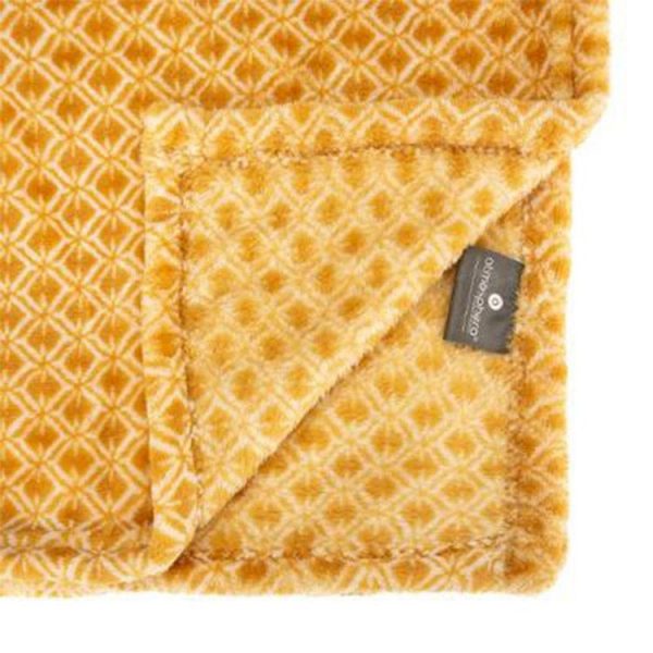 Budget 🛒 Plaid Flanelle Imprimé Otto 125x150cm Jaune Ocre 🧨 3