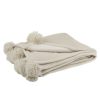 Budget 🧨 Paris Prix Plaid à Pompons Blanket 130x170cm Beige Foncé 🛒 13