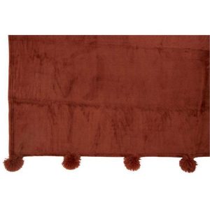 De gros 🎁 Paris Prix Plaid Déco à Pompons Polyes 130x170cm Marsala 👍 7