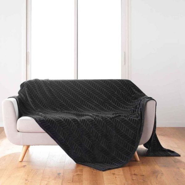 Sortie ⌛ Paris Prix Plaid Flanelle Uni Arya 180x220cm Noir ⌛ 1