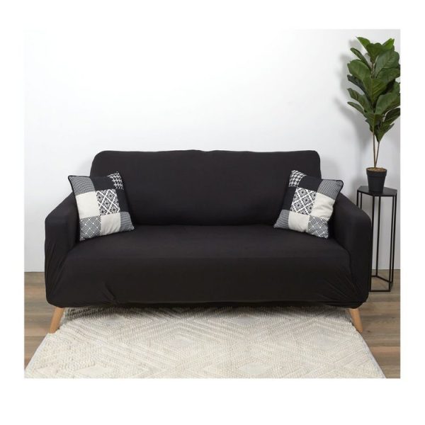 Coupon 🎉 The Home Deco Factory Housse Extensible Pour Canapé 2 Places – Noir – 170 X 80 Cm 🔔 3