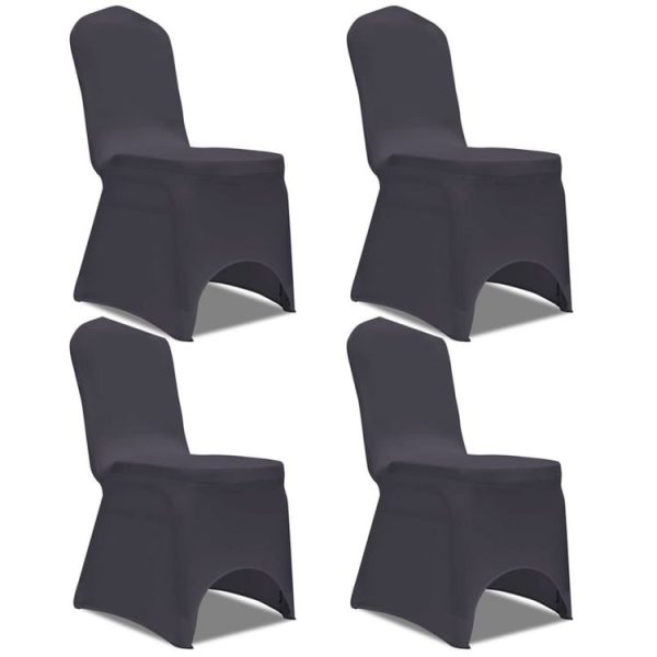 Sortie 🔔 VIDAXL Housse De Chaise Extensible 4 Pcs Anthracite 🌟 1