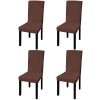 Promo 💯 VIDAXL Housse De Chaise Droite Extensible 4 Pcs Marron 🌟 11