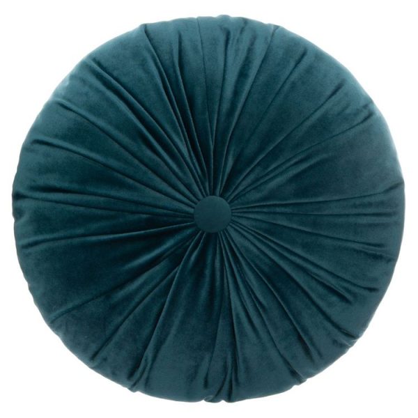 Meilleure affaire 🔔 ATMOSPHERA Coussin Rond Design En Velours Dolce – Diam. 40 Cm – Bleu Canard ✨ 1