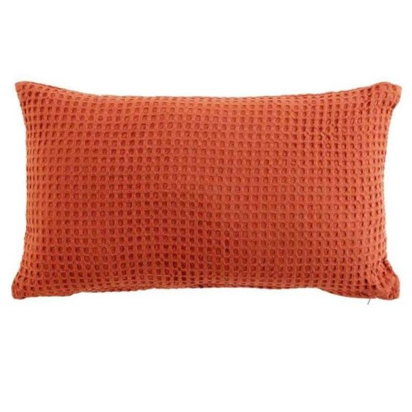 Sortie 🎉 Paris Prix Coussin Déco Gaufrette 30x50cm Terracotta 🥰 1