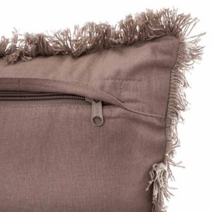 Offres 🧨 Coussin Déhoussable Franges Fringe 30x50cm Taupe 🔥 9