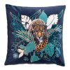 De gros ⌛ Paris Prix Housse De Coussin Imprimée Felina 40x40cm Bleu 🤩 10