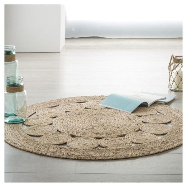 Vente flash ❤️ ATMOSPHERA Tapis Déco Rond En Jute Végétal Ajouré SOLEIL Diamètre 120 Cm 😀 1